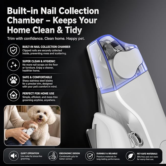 Professional Dog and Cat Nail Clipper - LED Light Dog Nail Clipper with Safety Protection, Ergonomic Pet Nail Clipper for Dogs, Small and Large Dogs, Dog Toenail Clippers, Cat Nail Trimmers