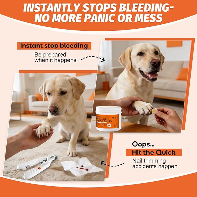 Styptic Powder for Dogs & Cats with Nail Clipper Kit, 1.76 oz | For nail trimming | Easy powder application | Suitable for home grooming routines
