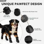 Dog Booties with Micro-Adjustable Dial, Waterproof Dog Shoes for Large Medium Small Dogs, Rugged Non-Slip Rubber Paw Protectors for Hot Pavement and Snow, Hiking 4PCS (Black, Size 7)