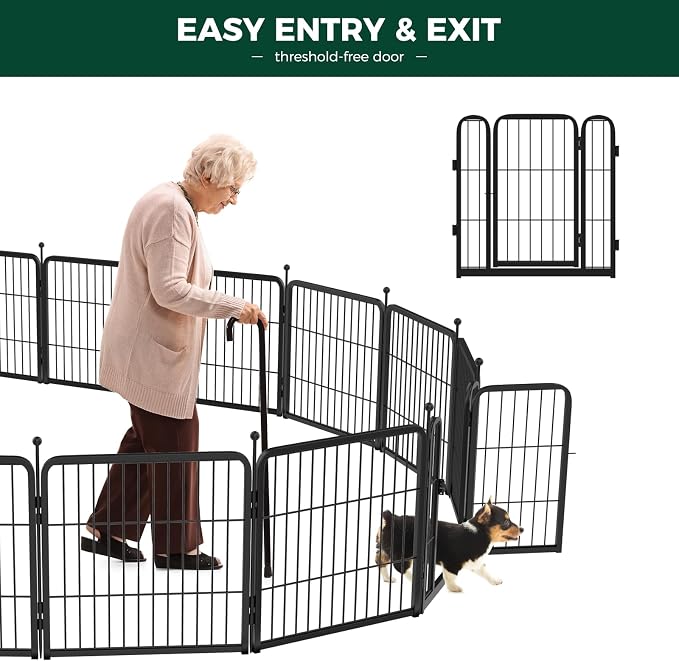 FXW Rollick Dog Playpen, Indoor, Yard & RV Camping, 24" H, 48 Panels | Easy setup, Heavy-duty, DIY layouts, Walk-through gate, for Puppies & Small Dogs, Patented