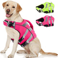 Kuoser Reflective Dog Life Jacket, Dog Life Vest for Swimming Boating | Adjustable Pet Lifejackets, High Flotation Doggie Swimsuit with Rescue Handle for Small Medium Large Dogs