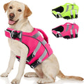 Kuoser Reflective Dog Life Jacket, Dog Life Vest for Swimming Boating | Adjustable Pet Lifejackets, High Flotation Doggie Swimsuit with Rescue Handle for Small Medium Large Dogs