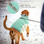 FUAMEY Dog Coat for Medium Dogs, Fleece Dog Winter Jacket with Harness | Puppy Cold Weather Coats Reflective Pet Puffer Vest with Zipper Water-Resistant Warm Dogs Snowsuit Windproof Mint Green M