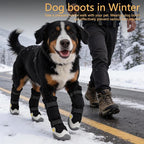 BECEMURU Dog Boots, Double-Straps Anti-Fall Off Dog Booties Shoes, Non-Slip Paw Protectors for Outdoor Walking Hiking in Snowy or Rainy Day (Black, 3#(Width 2.0 inch) for 27-38 lbs)