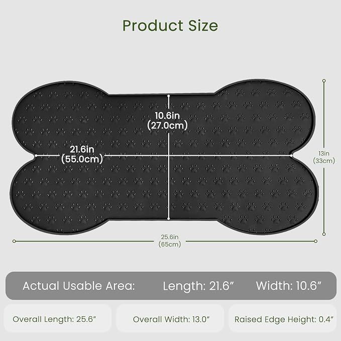 PWTAA Dog Food Mat Anti-Slip Silicone Dog Bowl Mat Thicker Pet Placemat Waterproof Cat Feeder Pad with Raised Edge Puppy Kitten Feeding Mats Suitable Small Medium-Sized Dogs Cats Eating Tray - 2PCS