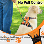 NESTROAD No Pull Dog Harness,Adjustable Oxford Dog Vest Harness with Leash,Reflective No-Choke Pet Harness with Easy Control Soft Handle for Small Medium Dogs(Medium,Orange)