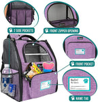 PetAmi Dog Backpack Carrier for Small Medium Dogs Large Cats up to 18 lbs, 2 Side Entry, Structured No-Collapse Frame, Airline Approved Ventilated Pet Backpack for Hiking Camping Travel, Purple