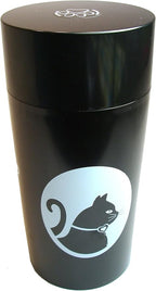 Tightpac Pawvac 5 to 24 Ounces Container, Airtight Pet Food and Treats Storage Jar - Patented Vacuum Seal Container for Pet Food, Treats and other Dry Goods - Black With Cats