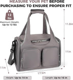 Dog, Cat Carrier for Pets Up to 12 Lbs, Airline Approved Collapsible Soft-Sided Pet Travel Bag with Locking Zippers, Breathable Mesh and 4 Large Pockets, Removable Fleece Pad (Grey)