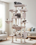 Gitelsnour Cat Tree, 74" Tower for Large Cats, Big Condo Hammock CCT030MU | Heavy duty, 3 Big Platforms, 2 Baskets, 2 Condos, Multi-Level Cat Scratching Posts, Indoor Cats Large Adult, Mushroom