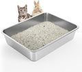 WENBOKMIN Stainless Steel Cat Litter Box - Litter Box for Cats - Easy to Clean, Never Absorbs Odor, Stains, or Rusts - Silver (17.7" L x 13.5" W x 4" H)