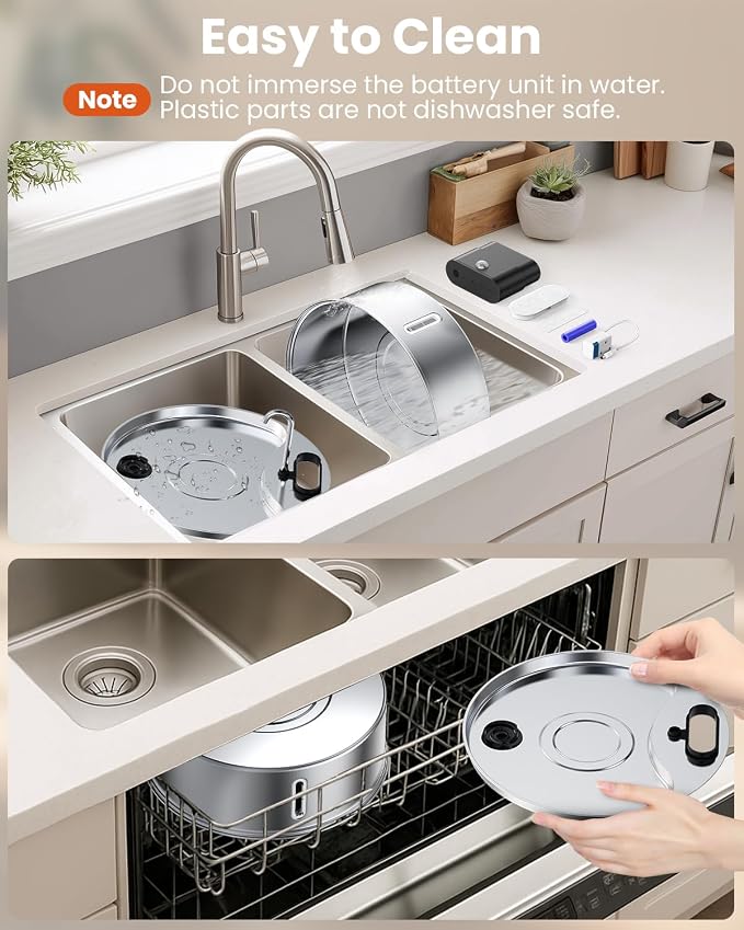 Wireless Dog Water Fountain for Large Dogs, 12L/3.2Gal Stainless Steel Dog Fountain Water Bowl with Sensor, Quiet Pump BPA-Free Automatic Water Dispenser for Cats Dogs Pets