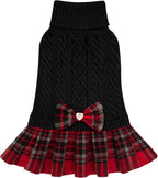 KYEESE Dog Sweater Dress Turtleneck Thick Knit Pullover for Cold Weather | Stretchy Fit, Lightweight & Warm, Cozy Knit Comfort, Cute Bow Accent, Gentle on Sensitive Skin, Comfortable Daily Wear