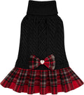 KYEESE Dog Sweater Dress Turtleneck Thick Knit Pullover for Cold Weather | Stretchy Fit, Lightweight & Warm, Cozy Knit Comfort, Cute Bow Accent, Gentle on Sensitive Skin, Comfortable Daily Wear