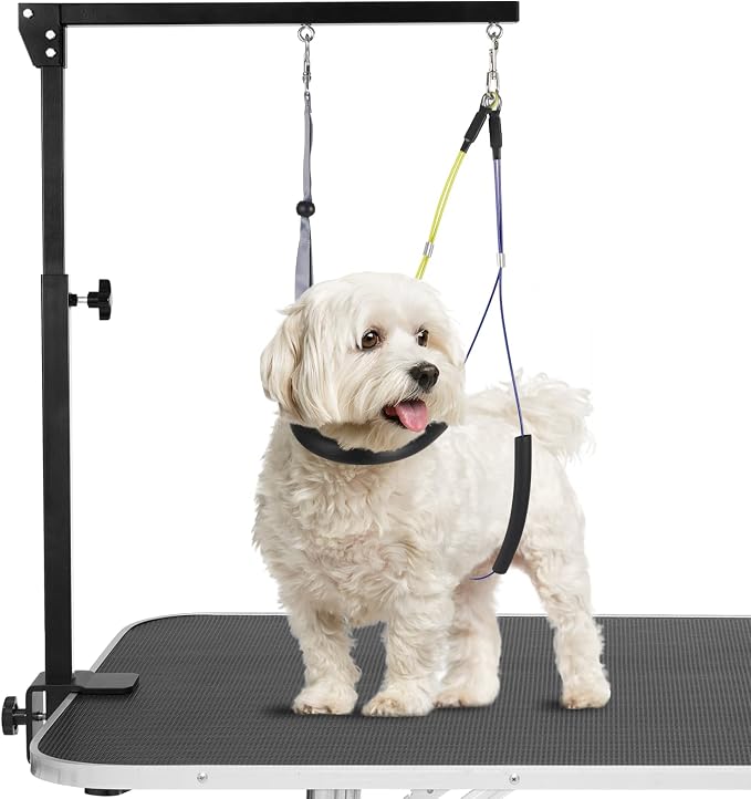 Adjustable Dog Grooming Arms with Anti-Slip Powerful Metal Clamp,Portable Pet Grooming Arm for Table with 1 Loop Noose & Two No Sit Haunch Holder,Grooming Restraint for Small Medium Dogs/Cats at Home | Stability & Build Quality Adjustable Height Pet co...