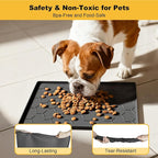 Pieviev Silicone Dog Cat Food Bowl Mat, Waterproof Raised Edge, 16'' x 12'' | Food-Grade Bpa-Free Pet Food Mat, Waterproof & Non-Slip, Raised Edges Contains Spills & Drips, Fits Pet Bowls and Fountains