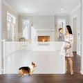 Reinforced 42" Extra Tall x 75" Wide Retractable Gate with Support Rods - Prevent Crawling Under Extra Tall Baby Gate Retractable Dog Gate Indoor Long Dog Gate Outdoor Retractable Pet Gate, White | Tall Retractable Baby Gate Prevents Crawling Under, Sp...