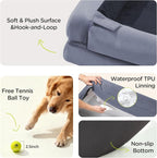 Waterproof Orthopedic Dog Bed for Extra Large Sized Dogs | Memory Foam Pet Bed Sofa with Bolster, Dog Couch with Washable Cover & Non-Slip Bottom, 45x35 Inch, Dark Grey