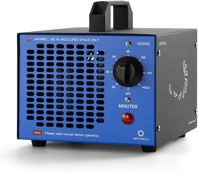 Airthereal MA5000 Ozone Generator, High Capacity, 2000 Sq Ft, Blue | Ozone Air Ionizer for Rooms, Smoke, Cars, Pets, O3 deodorizer