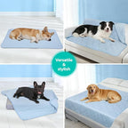 Cooling Blanket for Dogs - Q-MAX>0.4 Waterproof Pet Throw Blanket Bed Cover, Non-Slip Dog Blankets for Couch Protector, Washable Furniture Cover for Summer, Blue,30x40