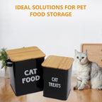 Morezi Cat Food Storage Container Farmhouse Pet Food Treats Bin with Lid and Scoop, Perfect Sturdy Canister Tins for Kitchen Countertop, Shelf, Great Gift for Pet Owners, 5 lbs, Black