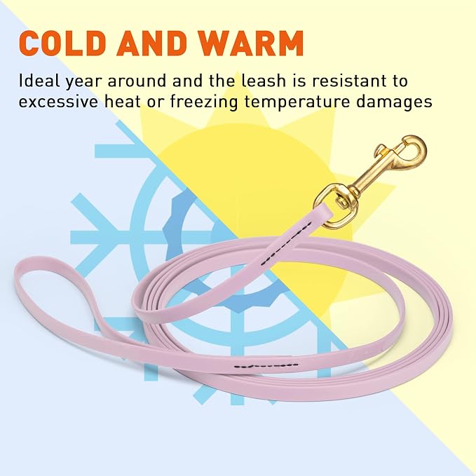 Viper Biothane K9 Working Dog Leash Waterproof Lead for Tracking Training Schutzhund Odor-Proof Long Line with Solid Brass Snap for Puppy Medium and Large Dogs, 33ft Pastel Purple