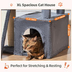 Taoqimiao Sturdy Cat Tree, 55.1In Cat Tower for Indoor Cats, Large Platform | Rotatable Round Condo with Large Scratch Board, Extended Cat House, Thickened Full-Sisal Scratching Post, Smoky Gray, F10G