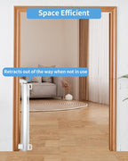 2-Pack Retractable Baby Gate for Stairs-33”Height, Expands up to 55”Width-Safety Gate for Infants, Toddlers, Dogs & Pets-Easy Install, Secure Closure, White Mesh Design for Indoor & Outdoor Use