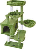 Cat Tree Tower Condo Pet Activity Center Sisal Scratching Post Furniture | KIYUMI Multi-Level Cat Tree Furniture for Indoor with double Hammocks Perch and Kitten Ball Toys