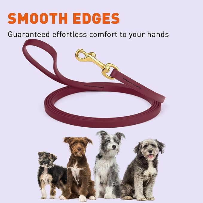 Viper Biothane K9 Working Dog Leash Waterproof Lead for Tracking Training Schutzhund Odor-Proof Long Line with Solid Brass Snap for Puppy Medium and Large Dogs, 10ft Merlot Burgundy