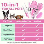 Bath Grooming Kit for Pets, 10pcs Dog Brush for Shedding with Dog Nail Clipper and Trimmer, Dog and Cat Grooming Supplies, Dematting Comb for Dogs, Pet Bath Supplies