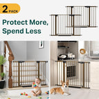 Cumbor 2 Pack 30-46" Baby Gate for Stairs, Mom's Choice Awards Winner-Auto Close Dog Gate for doorways, Easy Install Pressure Mounted Pet Gates Indoor, Easy Walk Thru Wide Safety Gate for Dog, Brown