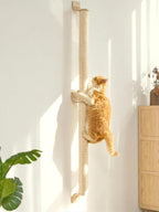 FUKUMARU Cat Wall Scratcher, 60" Tall Kitten Scratching Post | Natural Sisal Pole, Wall Mounted Climbing Tree for Indoor Large Cats