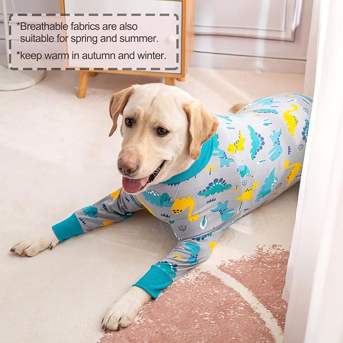 Dog Recovery Suit After Surgery Female Male, Medium Large Dog Neuter Shirt Cone Alternatives Prevent Licking Surgical Onesies (Dinosaur, XL)