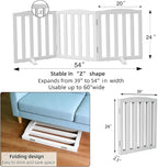 ZJSF Foldable Freestanding Indoor Dog Gate for House Wood White Long Pet Gates Dog Fence for Stairs Puppy Gates for Hallways,Pet Fence, Puppy Gate,Support Feet Included 24 "Height-3 Panels
