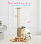 Made4Pets Cat Scratching Post for Indoor Cats with Self Groomer, 28.3" | Cat Scratcher with Natural Sisal Rope, Stable Base and Interactive Ball Track, Cat Toys for Medium and Large Indoor Cats