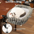 CHEERPALS Cloud Cat Bed Desk Mounted Hammock for Indoor Cats Perch Foldable | Reversible Mesh Warm Plush Mat, 90° Space Saving, Machine Washable Support Pet Bed for Kitty and Puppy(Grey, Large)