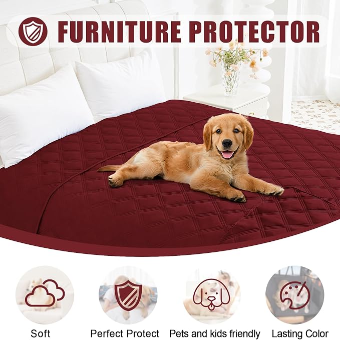 Smiry Waterproof Dog Bed Cover, Reversible Pet Blanket for Sofa Couch | Soft Washable Dog Blanket, Leakproof Couch Cover for Dogs Cats & Furniture Protection, 40x70, Wine Red/Wine Red