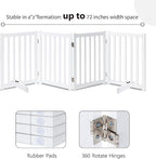 LZRS Freestanding Extra Wide Dog Gate 80" W x 30" H Solid Wooden Pet Gate for Doorways, Stairs, Hallways,Kitchens& Long Areas, Expandable & Foldable with Support Feet,Indoor Use,White