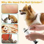 2026 Upgraded Silent Groom Pro Nail Grinder - 3-Speed Cordless Grooming Pro Nail Grinder, Pet Nail Trimmer with 2 LED Light,USB-C Rechargeable & 2 Grinding Wheels for Small Medium Large Dogs and Cats