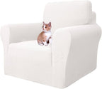 MAXIJIN Stretch Chair Cover Chair Slipcovers with Arms, 1-Piece Couch Sofa Chair Covers for Living Room, Non Slip Armchair Cover (31"-46") Furniture Protector Dogs Pet Friendly (Chair, White)