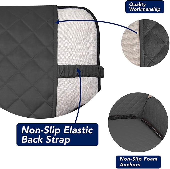 PureFit Reversible Quilted Sofa Cover, Water Resistant Slipcover Furniture Protector, Washable Couch Cover with Non Slip Foam and Elastic Straps for Kids, Pets (X Large, Dark Gray/Beige) | Dark Gray/Beige, Water Resistant Couch Protector, Washable Pet ...