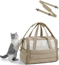 BAGSMART Cat Carrier: Soft-Sided Pet Carrier for Small Medium Cats Dogs Puppy Quilted Collapsible Puffy Travel Bag Up to 20 Lbs Brown