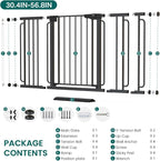 Cumbor 36" Extra Tall Baby Gate for Stairs, 30.4-56.8" Extra Wide Dog Gate Indoor, Dual Lock & Self-Closing Child Gate for Doorways, Hallways & Large Opening, Safety Baby Proofing for the House, Black