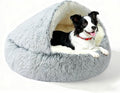 Calming Dog Bed Fluffy Plush Pet Bed Under 35 Pound，Large Cave Bed Washable Non-Slip Cat Nest Pod Windproof，Cozy Indoor Cave for Kitten Dog Non-Slip Bottom (L-31.5in)