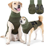 JOHNBOLIN Dog Anxiety Jacket, Dog Shirt with Turtleneck, Breathable Calming Vest, Indoor and Outdoor Separated Pet Jacket (Military Green, XXX-Large)
