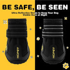Hcpet Dog Boots, Dog Shoes for Large Dogs, Medium Dog Boots & Paw Protectors, Anti-Slip Dog Booties for Hot Pavement Winter Snow Hiking with Reflective Straps Black Size 4
