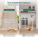 InnoTruth 29.6-50.1 in Extra Wide Baby Gate for Stairs and Doorways, White | Indoor Metal Dog Gate for Pets, Auto Close 2 Way Swing Walk Through Door, Double Lock & Y-Bolts, Pressure or Hardware Mount