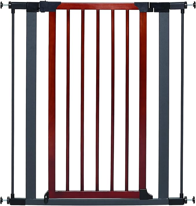Midwest 39" Walk-Thru Dog Gate, Wooden Door | Steel Frame, Pressure Mounted, Expands 29.5"- 38" Wide, Auto-Close Door, Latch Closure, Includes Two 3" Extensions