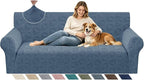 ZNSAYOTX Stretch Couch Cover, 1 Piece Sofa Covers for 3 Cushion Couch, Jacquard Sofa Slipcovers with Elastic Bottom Thickened Furniture Protector for Dog Cat Pet (Large, Dark Grey)